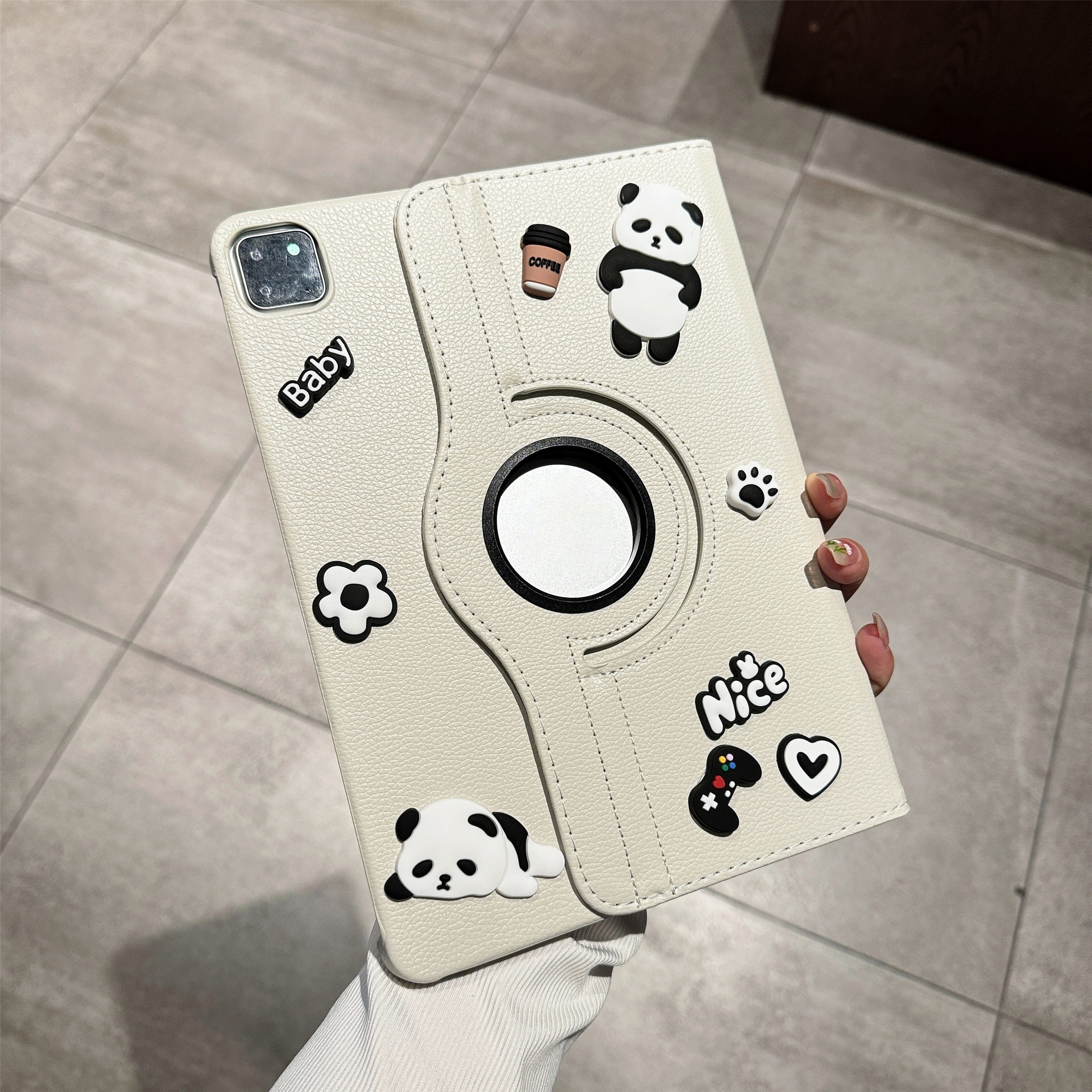 

1-pack Cartoon Panda-pattern Hard Tpu Case For Air 4/5 10.9", Pro 11 (2018/2020/2021/2022) - Multi-angle Foldable Protective Cover With Stand Feature