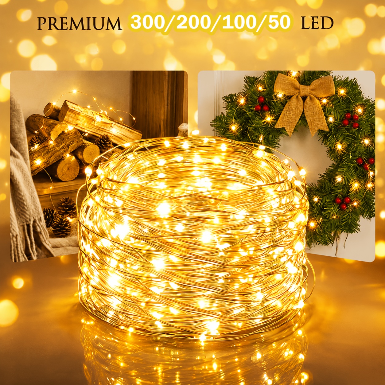 TEMU Catene Luminose LED 7.05M/50 LED 12.05M/100 LED 22.05M/200 .05M/300 LED - Luci Fatate per San, , Festa , Giardino Primaverile, Patio, Camera da