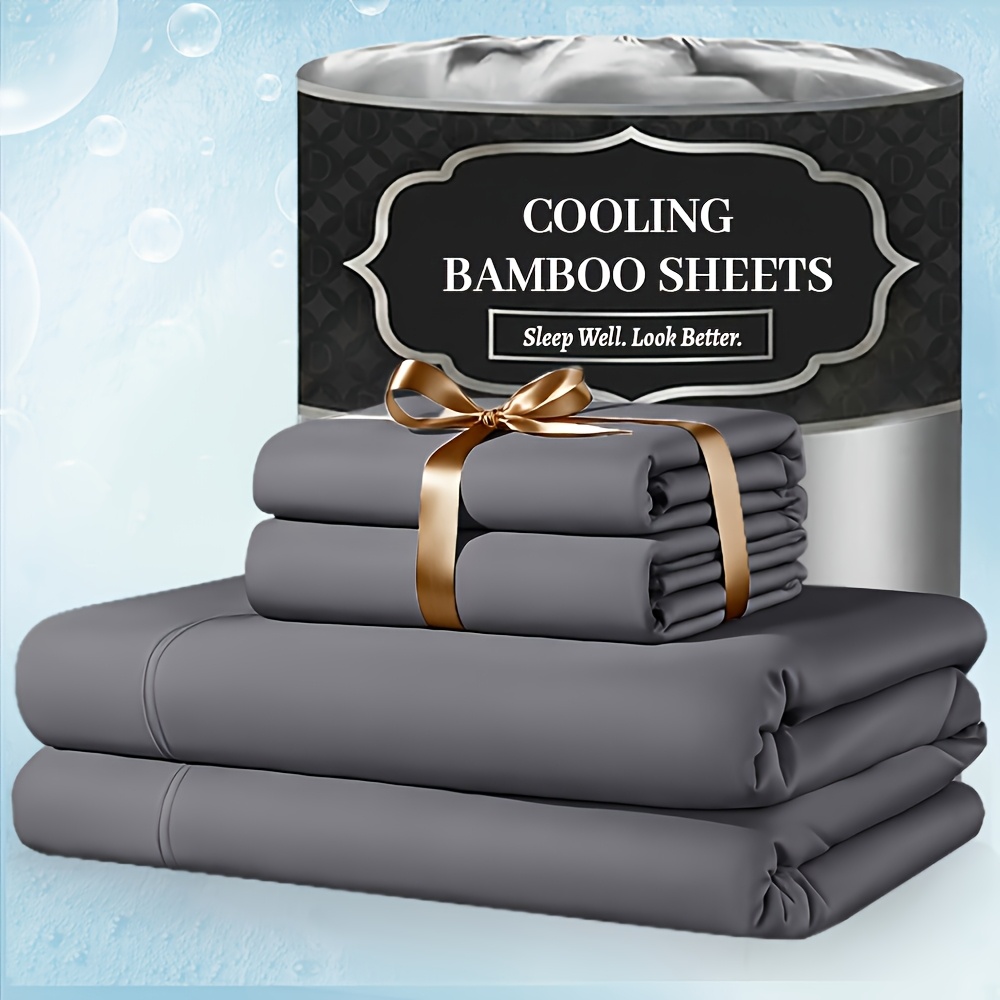 cooling bamboo fiber fitted sheet set luxurious and   style shrink resistant and wrinkle resistant   durable and breathable suitable for   bedroom home decoration   for single   king size random