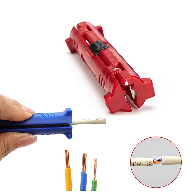 

1pc Professional Electrician Wire Stripper, Plastic Manual Cable Cutting Tool, Rotary Coaxial Peeling Scissors Pliers For Network Wiring