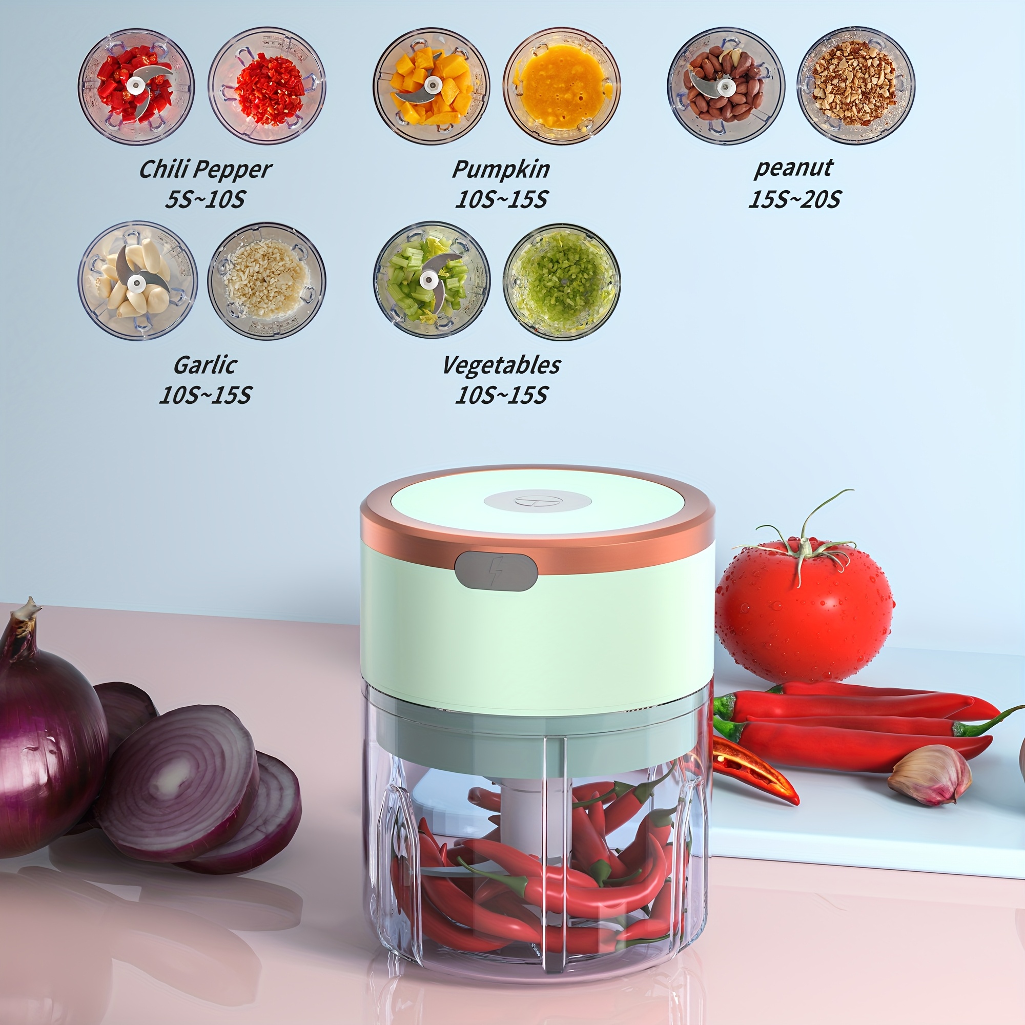 meat grinder vegetable chopper electric garlic chopper usb rechargeable mini chopper powerful small food processor blender for vegetables wireless food chopper for ginger chili fruit meat etc 250ml Product details 2