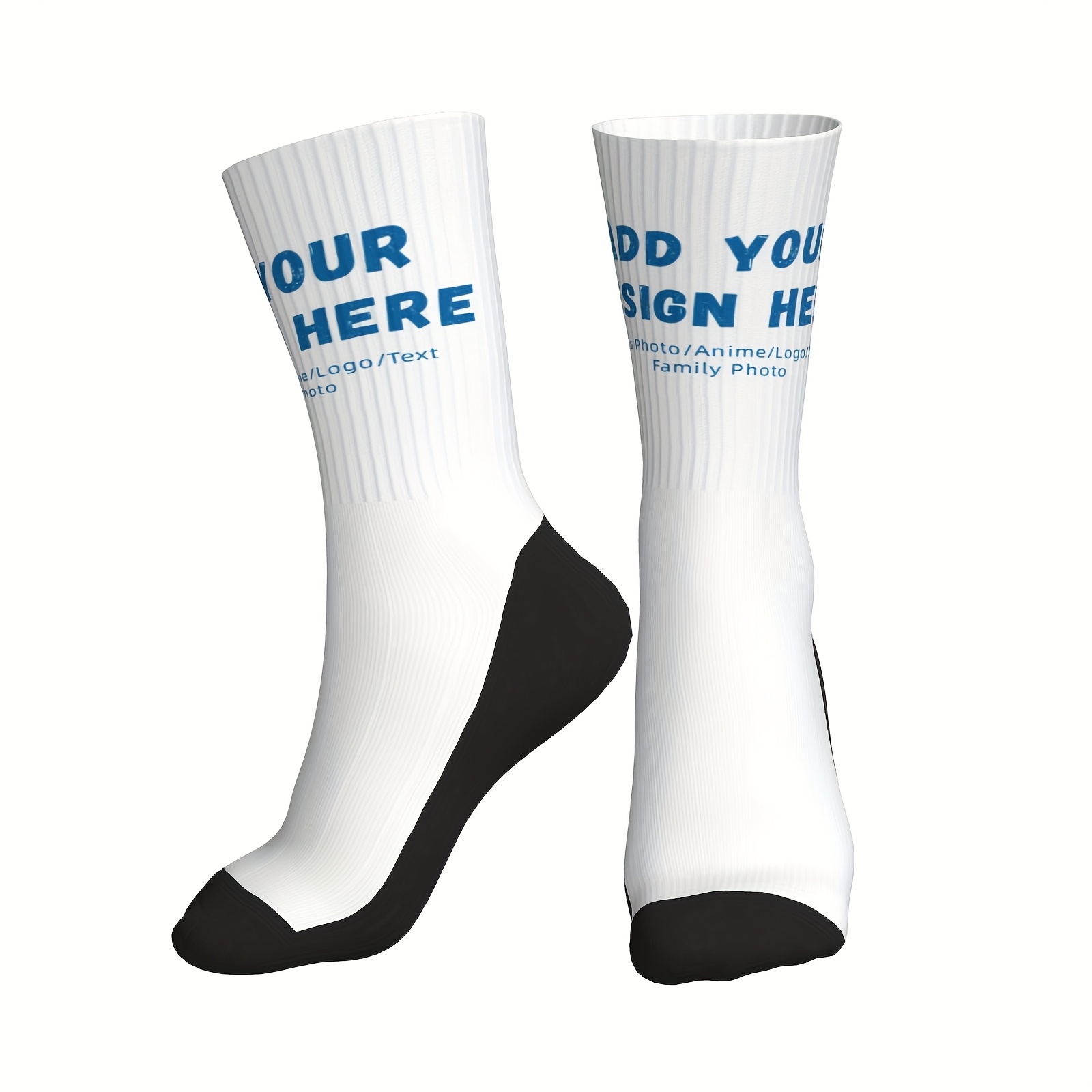 

Customizable Athletic Crew Socks - Personalized Text & Image, Cushioning For Basketball, Running & Training, Breathable Polyester, Machine Washable