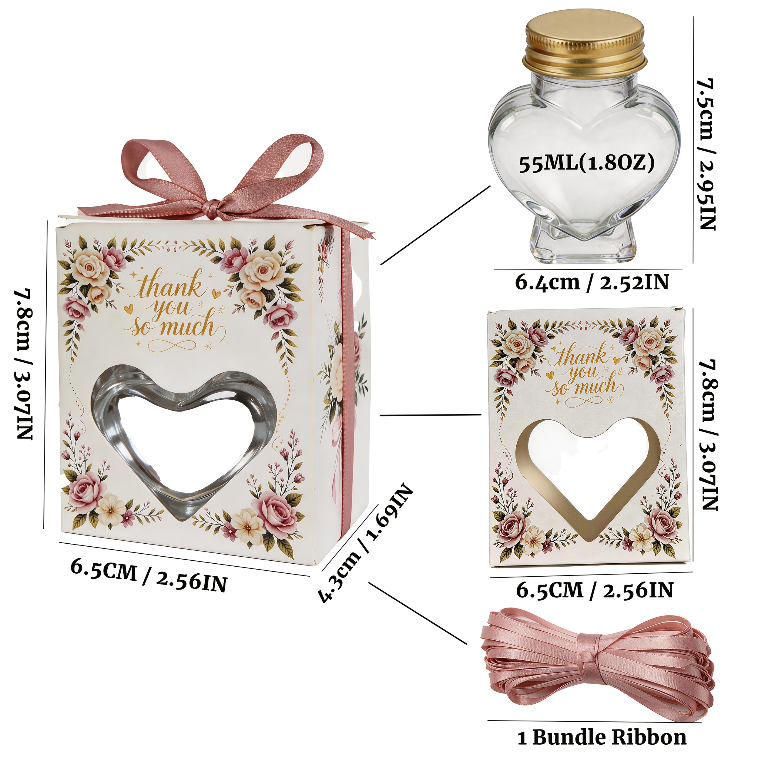 55ml Airtight Glass Jars with Elegant Color Gift Boxes