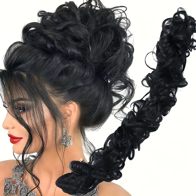 Synthetic Women's Messy Bun, Rubber Band Headband, Christmas, Black Friday