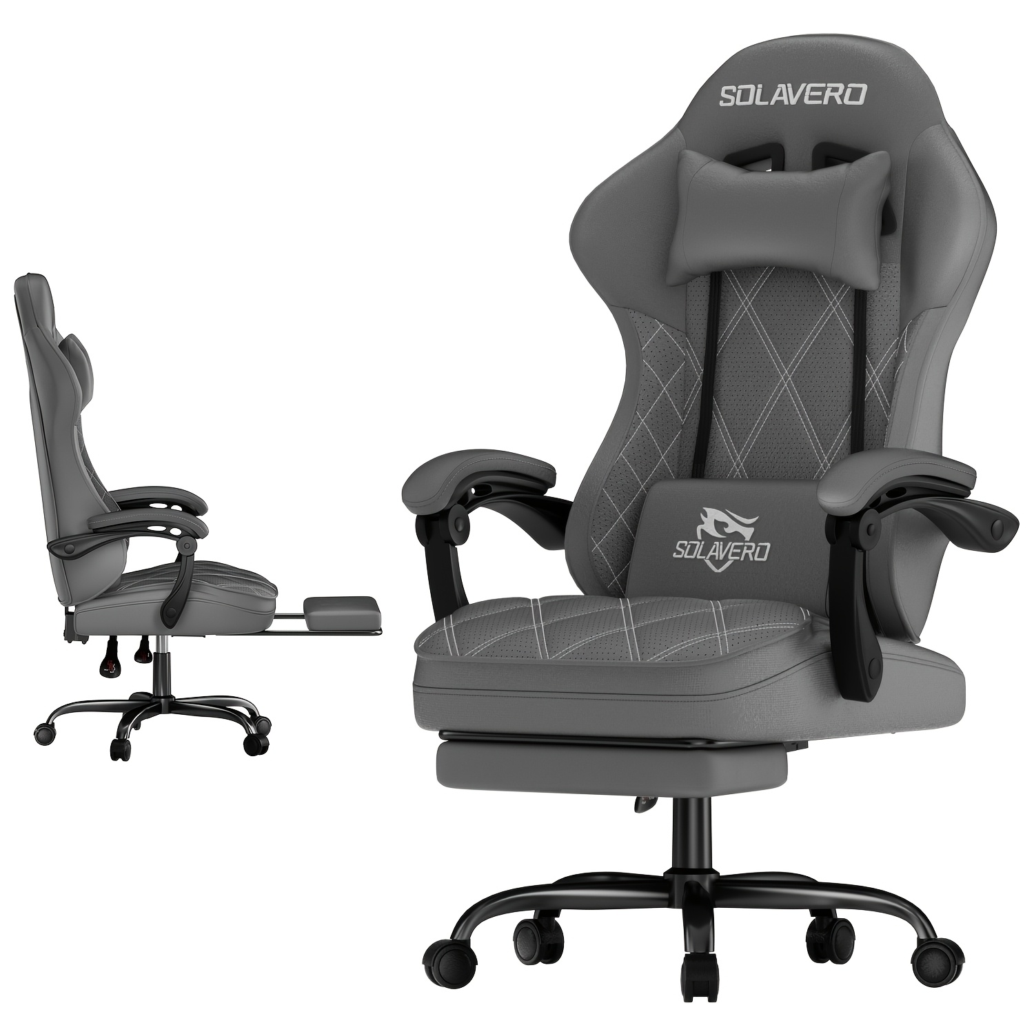 Image of Gaming Chair With Massage Lumbar Support, -reclining Fabric Computer Chair, Adult Ergonomic Chair, 360°swivel Function, For Gaming Or Office, Gifts For Family