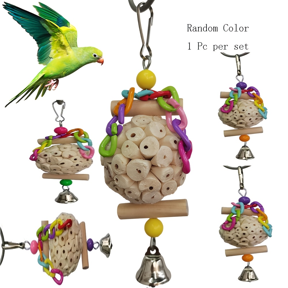 Image of Thanksgiving Parrot Toy Smart Parrots Ball On Wooden Stick Chew Toy Colorful Chain Bird Toy Color Random