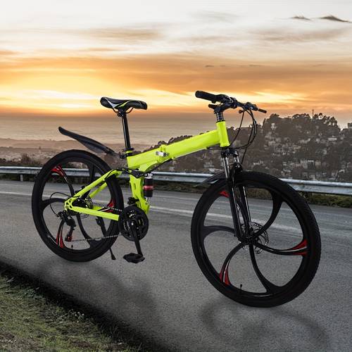 shipping 1pc full suspension shock absorbing mountain bike sports bicycle for off road mens and womens commuting fitness and multi surface use in black fluorescent green