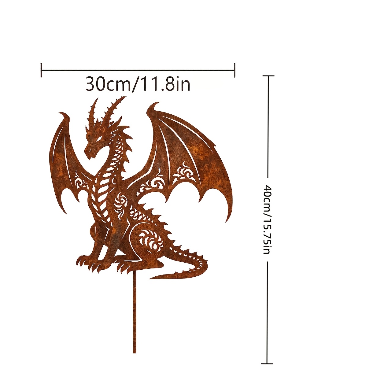 TEMU 【2d Flat】 [2d Flat] 1pc Retro Iron Pterodactyl Ornament Outdoor Courtyard Ground Plug Garden Decor Dragon-shaped Iron Insert Sign Metal