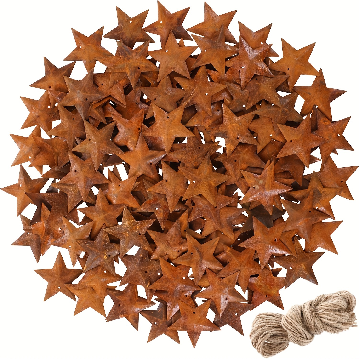 

Set, Christmas Rusty Metal Star, Christmas Rusty Star With Hole And Rope For Christmas Tree Decoration Craft Supplies, Party Decor, Party Supplies, Holiday Decor, Holiday Supplies