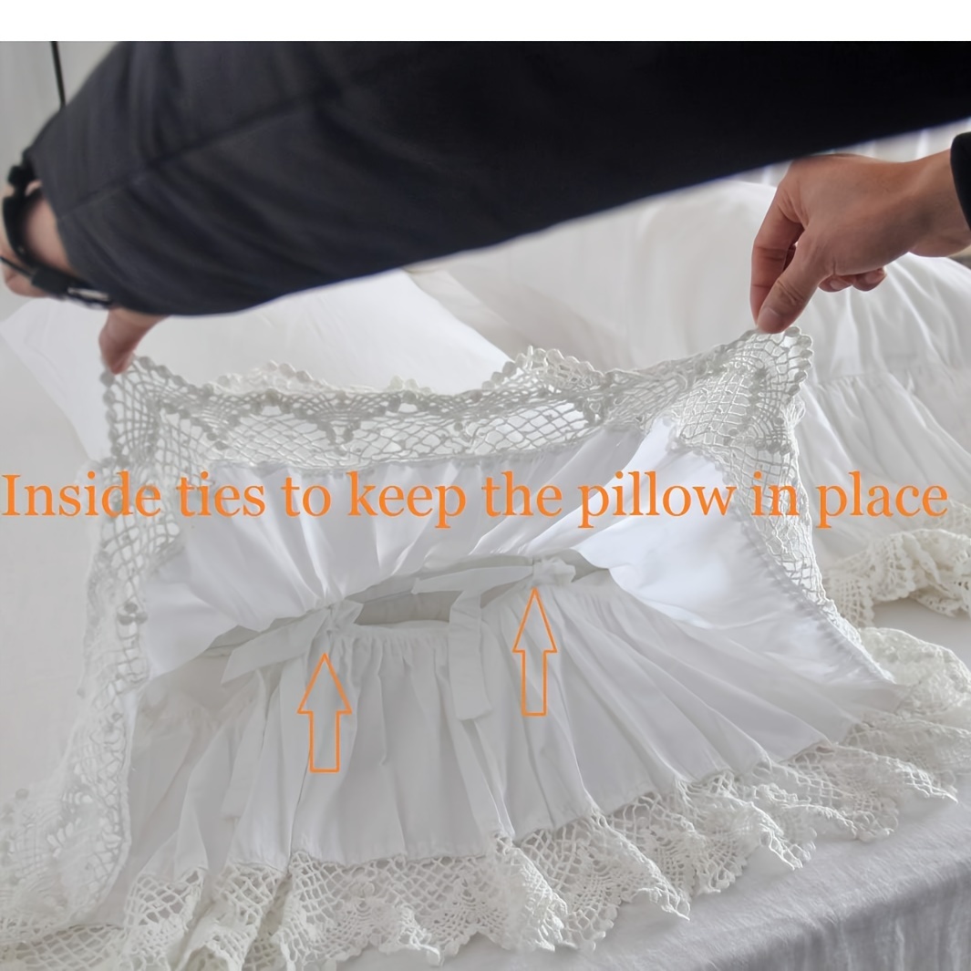 white pillowcases   crochet pillow cover shams set of 2 Product details 4