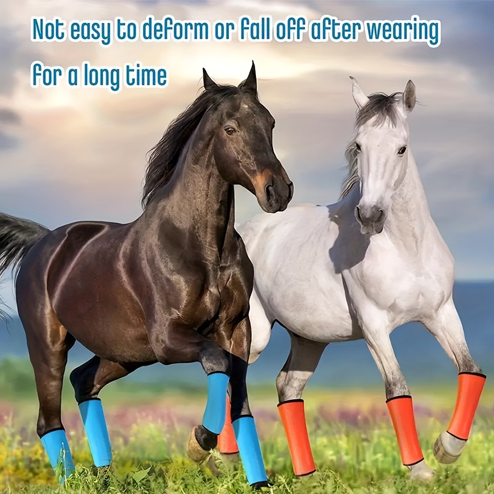 

4pcs Horses Fly Boots Set, Breathable Plastic Mesh Design Non-slip Horses Leggings For Reducing Stomping, Hoof Damage And Leg Fatigue, Horse Fitting Boots Supplies