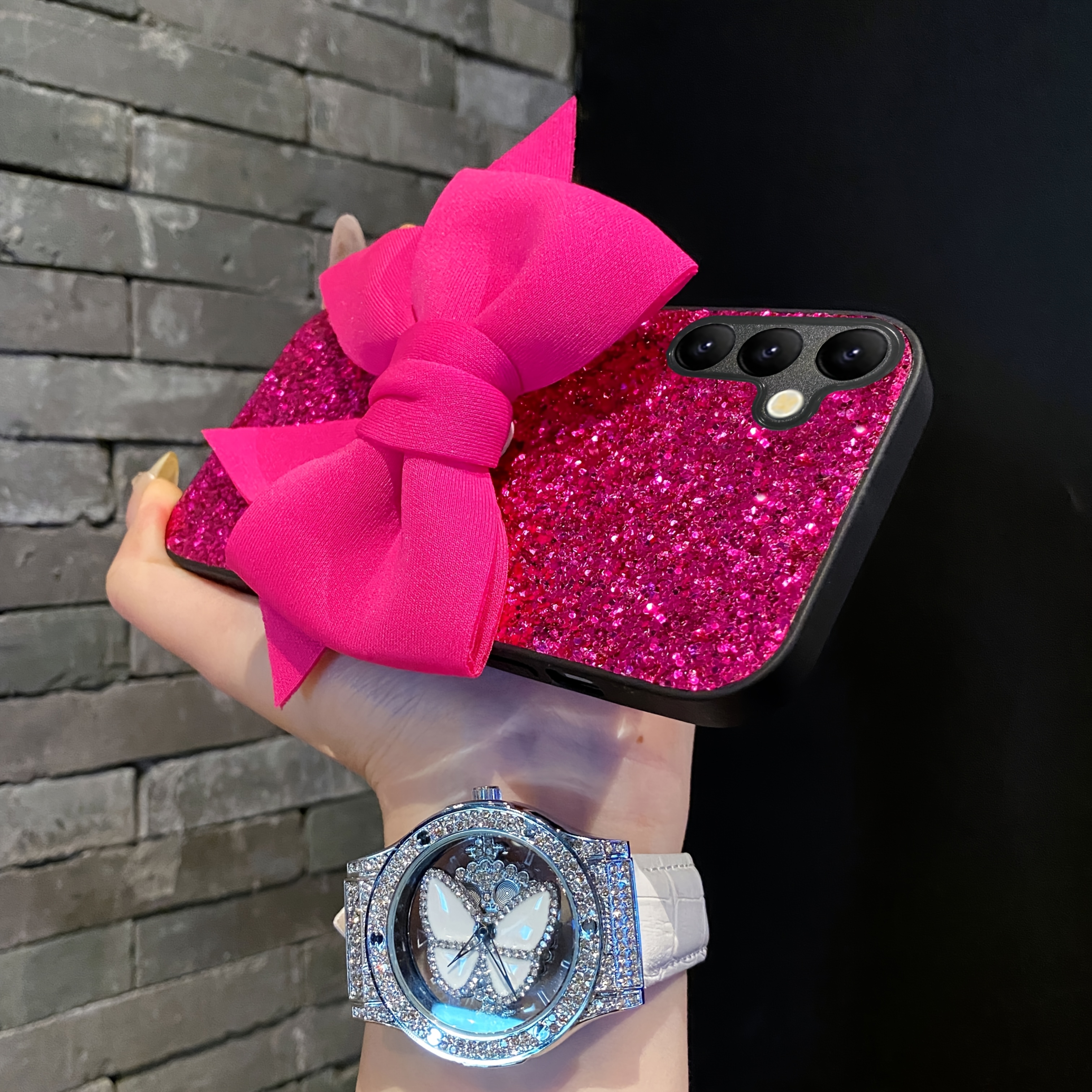 TEMU Phone Case - Red Sequin Artificial Leather Soft Shell Phone Case For Galaxy A55 A56 A54 A34 A35 A36 A25 A16 A15 A14 A12 A13 4g 5g S25 Edge S24