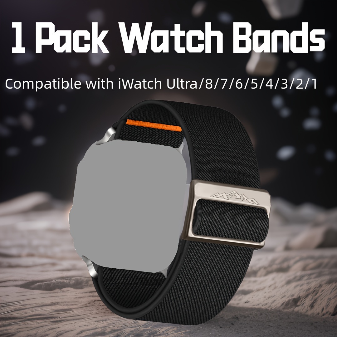 

Sport Stretchy Nylon Band For Iwatch /ultra Bands 49mm 44mm 42mm 40mm 38mm For Men, Loop Wide Band For Iwatch Series 7 6 5 4 Se