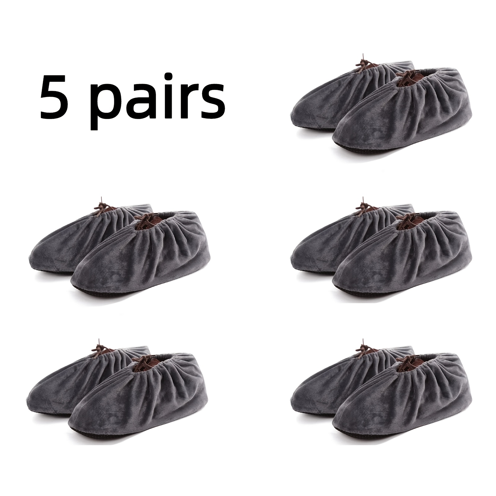 Image of 5 Pairs Reusable Non Slip Shoe Covers, Washable Thickened Boot Shoe Covers For Household, Office, Laboratory