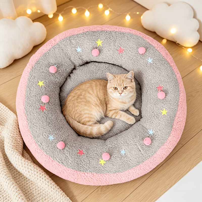 cat bed sleeping bag semi enclosed creative shaped sleeping bag pet nest for cats and dogs separable cushion and bed pet donut flannel fleece lined thickened cross border in stock autumn winter cat bed pet sle Product details 4