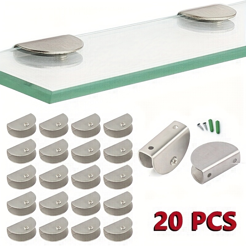 

20pcs Metal Glass Shelf Brackets - Clamp For 5-8mm Wood, Glass & Acrylic Railings, Glass Clips