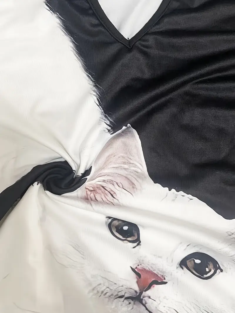 cat cut out dress Creative cut out dress on cat with lettering meow. Ginger cat in striped vintage dress and with red boots. Vaporwave style concept Stock Photo
