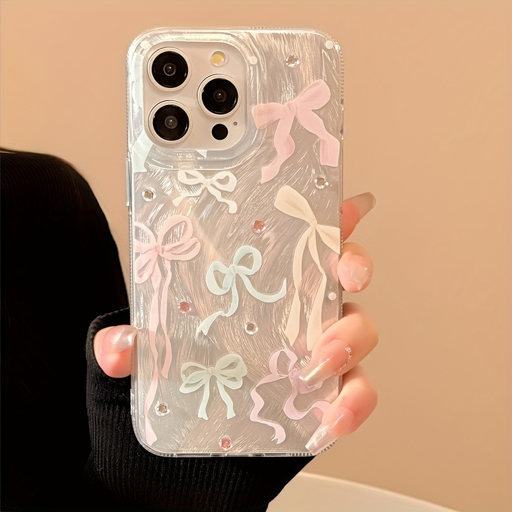 

Silvery Colorful Ribbon Knot Full Protection Case For Iphone15 14 13 12 11 Pro Max