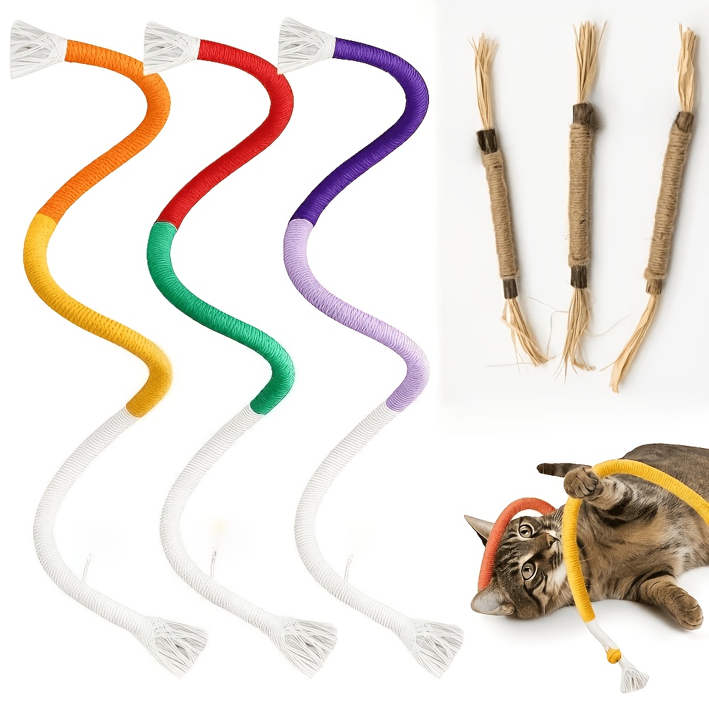 TEMU 6-pack Cat Chew Rope Toys, Interactive Kitten Teething Toys, Helps Reduce Cat's Biting Cord Habit, Cat Scratching Rope Dental Toys, Suitable For