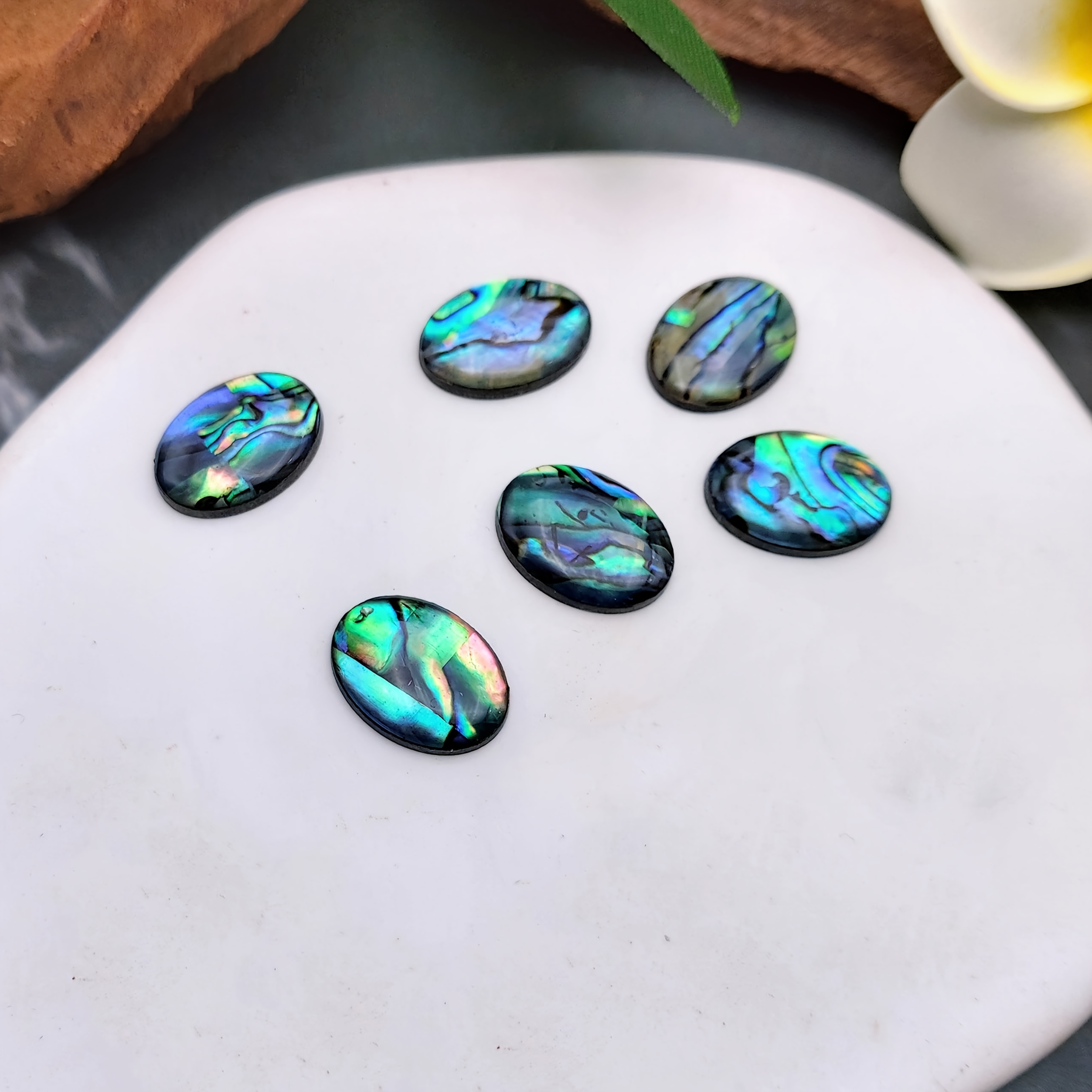 6pcs Oval Cabs With Resin Base- 13x18 Mm Size Charm Beads For Rings, Oval Cabochon For Jewelry Making