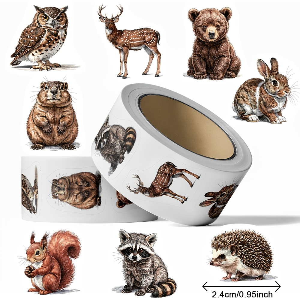 TEMU 500 Sheets/roll. Sticker Roll, Animal-themed Stickers, Suitable For , Diaries, Or Use