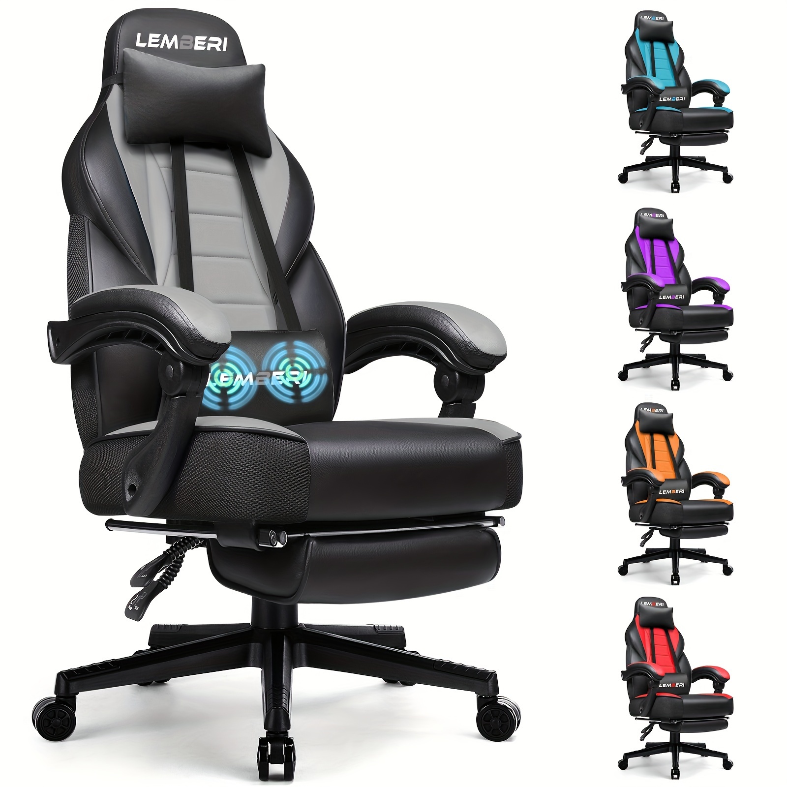 

Lemberi Big And Tall Gaming Chairs With Footrest, Ergonomic For Adults, 400lb Weight Capacity, Computer Gamer Chair With Headrest And Lumbar Support