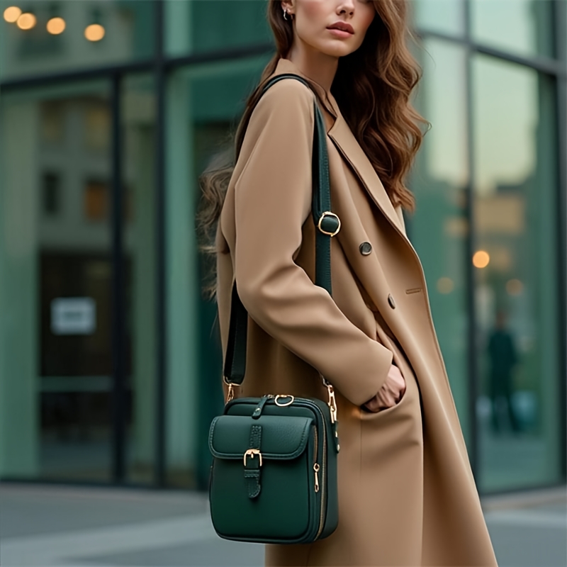 Women's Faux Leather Crossbody Bag, Multifunctional Large Capacity Purse