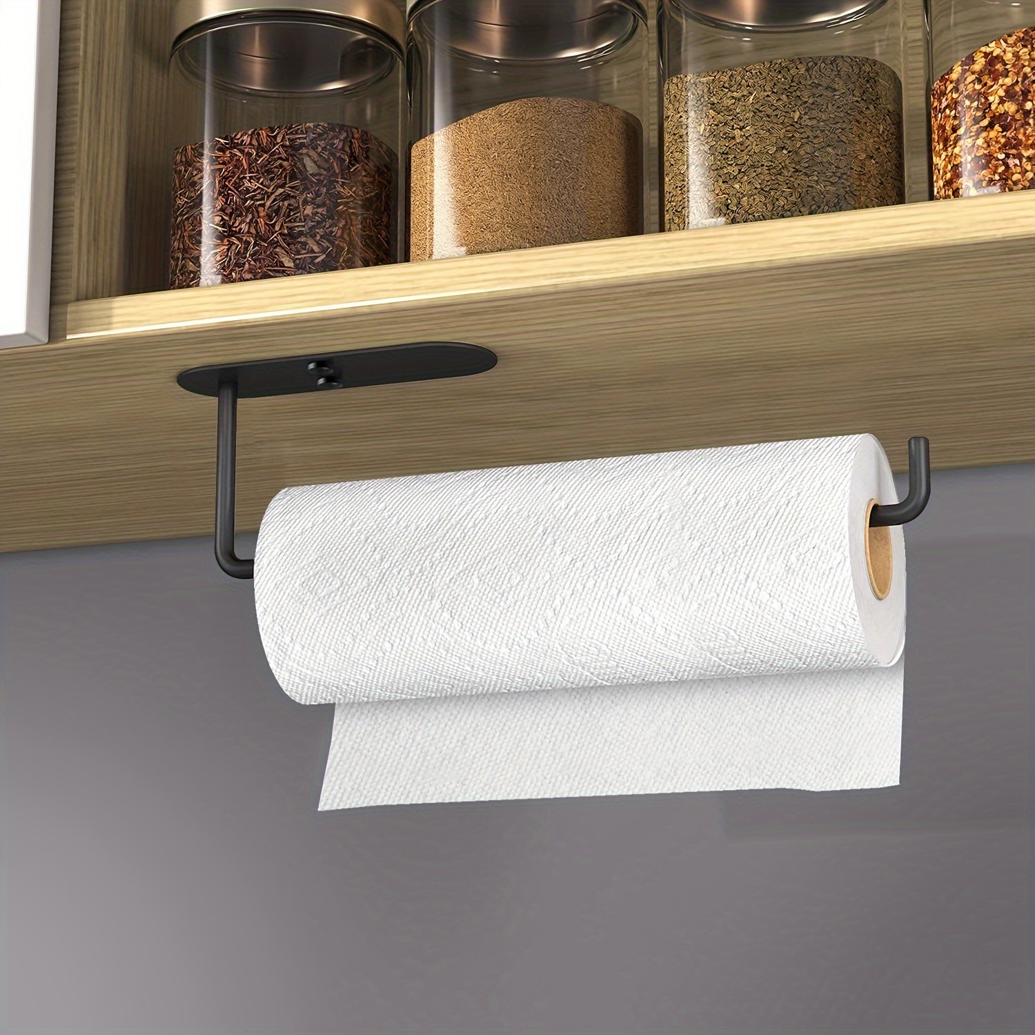 

Paper Towel Holders For Kitchen, Paper Towels Bulk- Self-adhesive Under Cabinet, Both Available In Adhesive And Screws, Stainless Steel (black)