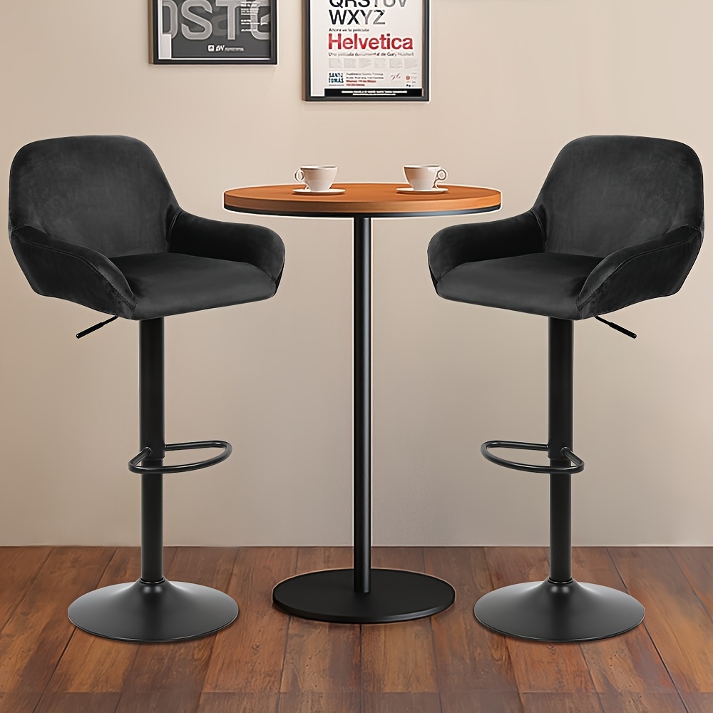 TEMU 2 Velvet-upholstered Seat Bar Stools With Iron Frames, Counter Height Bar Stools, Swivel Bar Stools, Bar Seating, Contemporary Design, Stylish