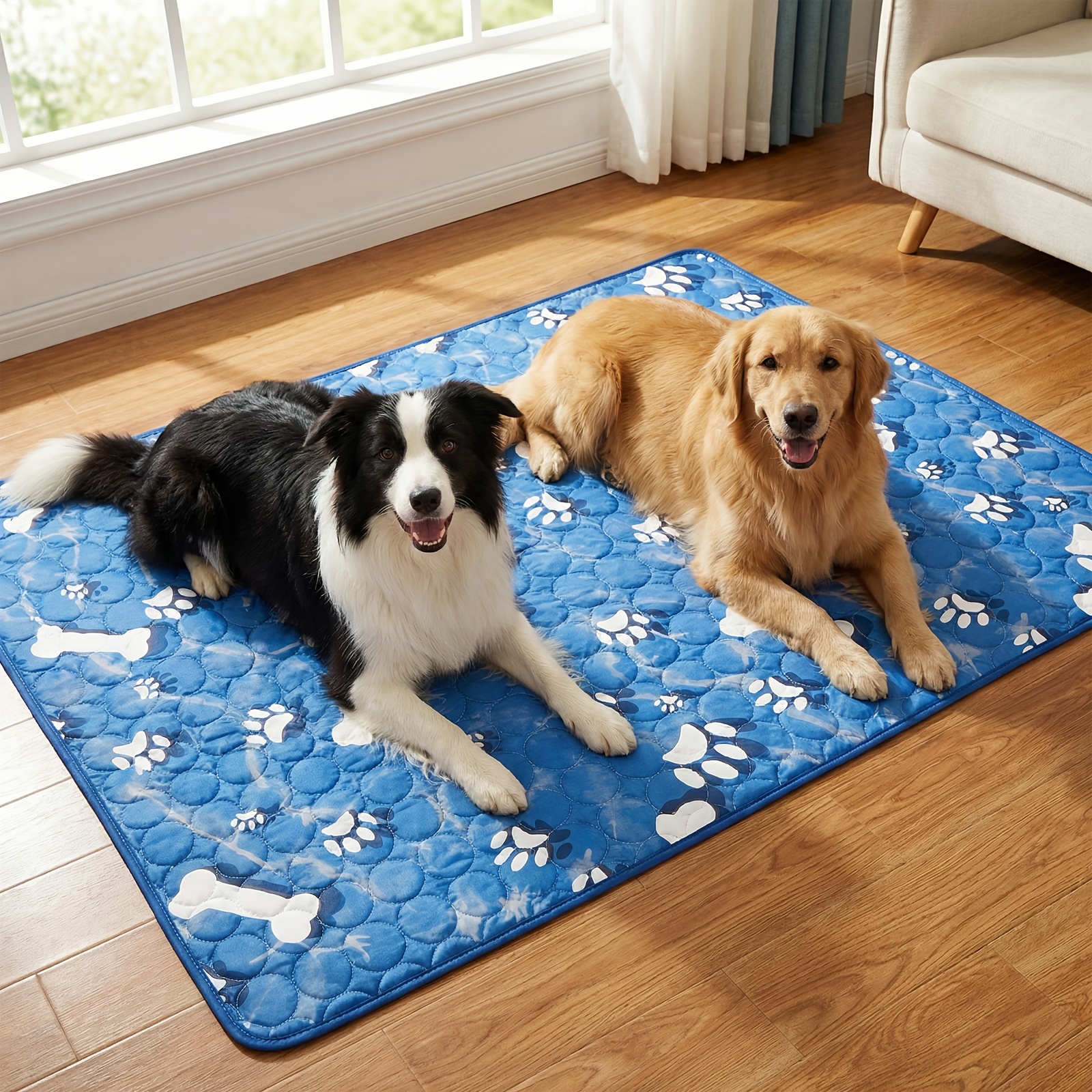 TEMU Extra Large Cartoon Cat Mat, Bone Pattern Dog Summer Mat, Cooling Pad For Dogs And Cats, | Breathable Mesh Bed | Durable Polyester Fiber - Keep