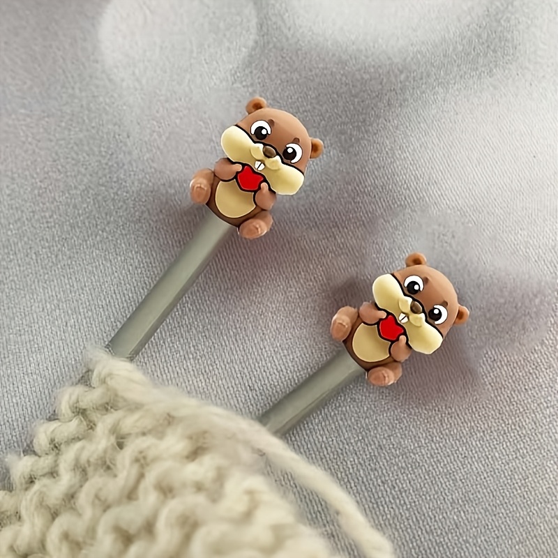 E-shop 2 Stk. Stricknadel-Schutzkappen, Maschenstopper, bunte Häkelnadel-Kopfschützer, Handwerkzeuge