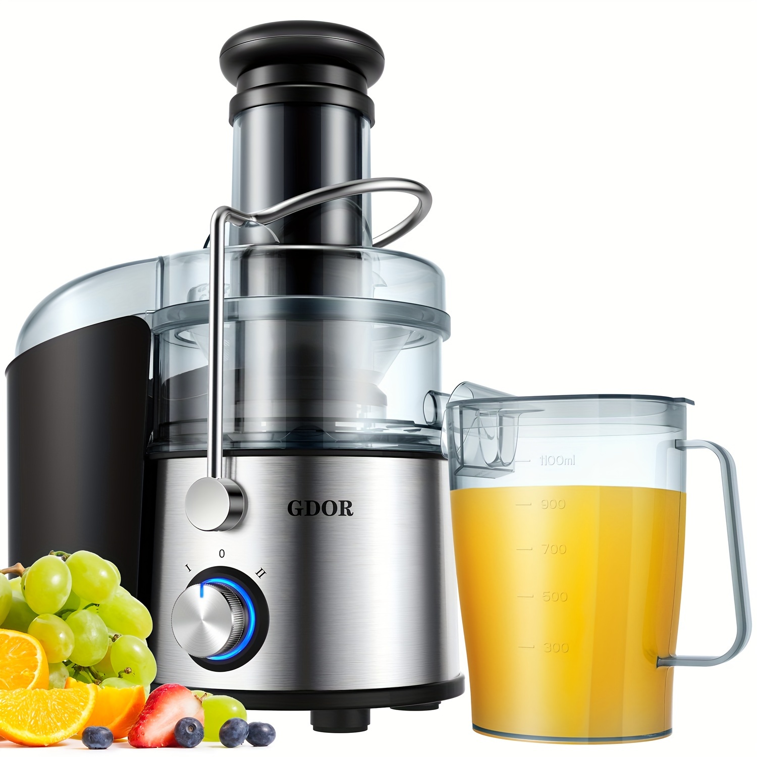 

Gdor Juicer With Titanium Enhanced Cut Disc, Larger 3 "feed Chute Juicer Machines For Whole Fruits And Vegetables, Centrifugal Juicer With 40 Oz Juice Pitcher, Bpa-free, Easy To Clean, Silver.