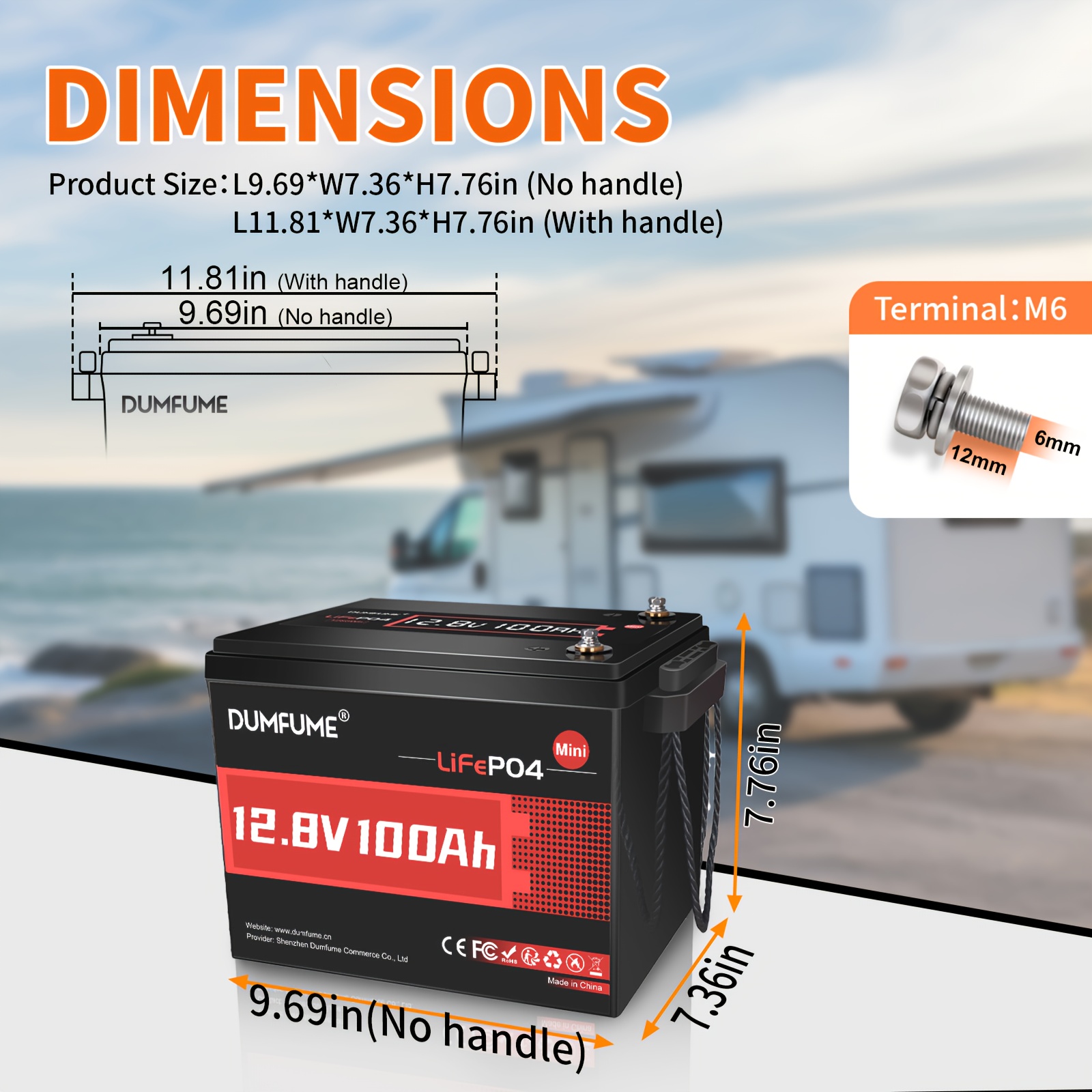 a 12v 100ah lifepo4 lithium battery with built in 100a bms 1280wh up to 6000 cycles 10 year very suitable for rvs solar energy marine use and storage 1