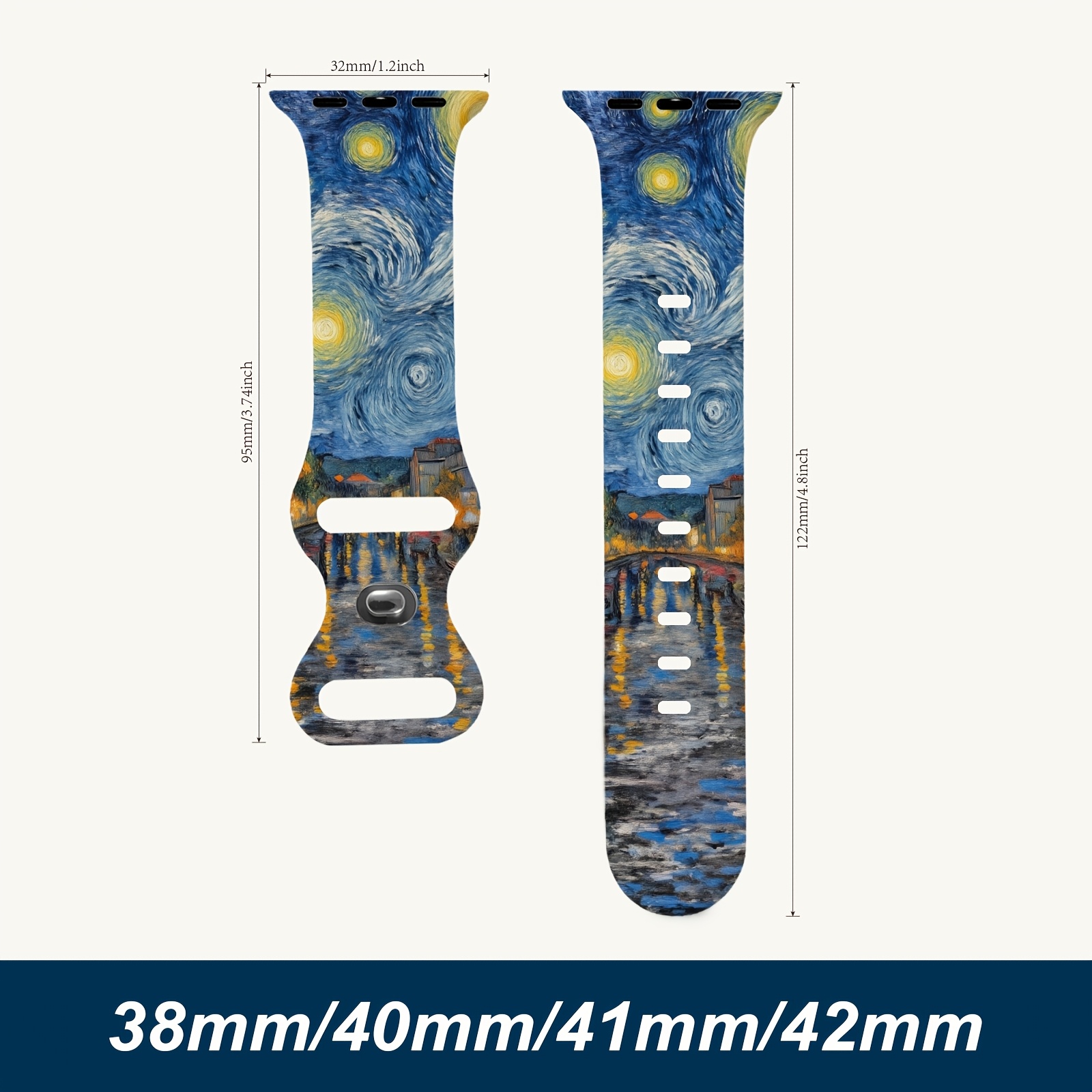 TEMU Bracelet en compatible avec Apple Watch Série 4/5/6/7/8/9/10 SE1/2 Ultra1/2/3, durable et de haute qualité, à motif imprimé, taille réglable,