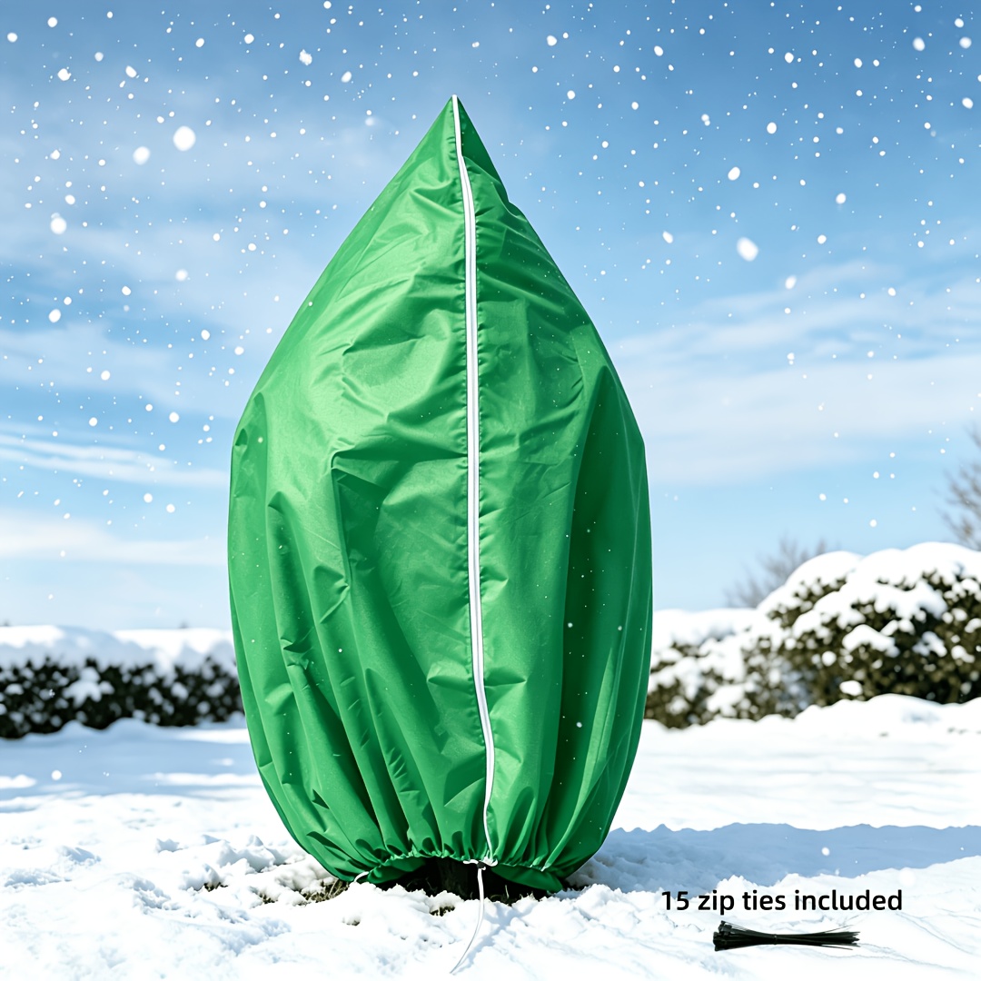 TEMU Plus Size Plant Frost Protection Cover, Thickened Warm Anti-frost , Outdoor Garden Shrub Fruit Tree Cold Weather Clothing, Zipper Drawstring Top