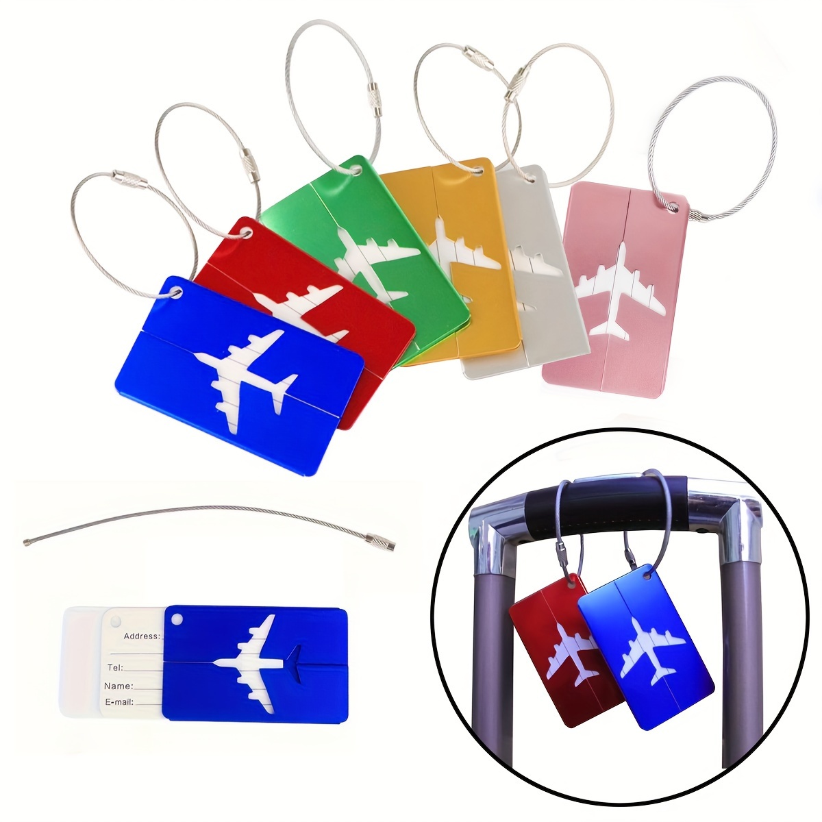 TEMU 2pcs Fashionable Luggage Tags, Boarding Passes, Information Tags, Metal Tags For Checking Luggage, Tags For Business Trips, Backpacks And Suitcases