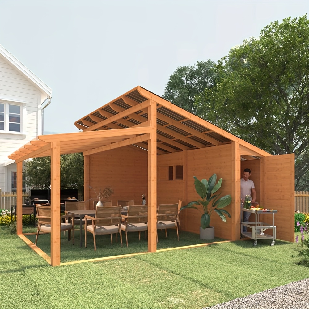 20 x 12 outdoor wooden gazebo for patio with 12 x 5 storage shed large lean to   pergolas and gazebos on with galvanized   panel patio roof