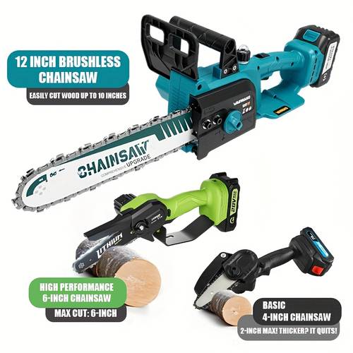 12 inch 6 inch or 4 inch cordless chainsaw lithium battery powered pruning tool professional garden saw for wood cutting branch trimming choose size for home pruning needs ideal fathers day christmas gift for men gardening tools mens gifts