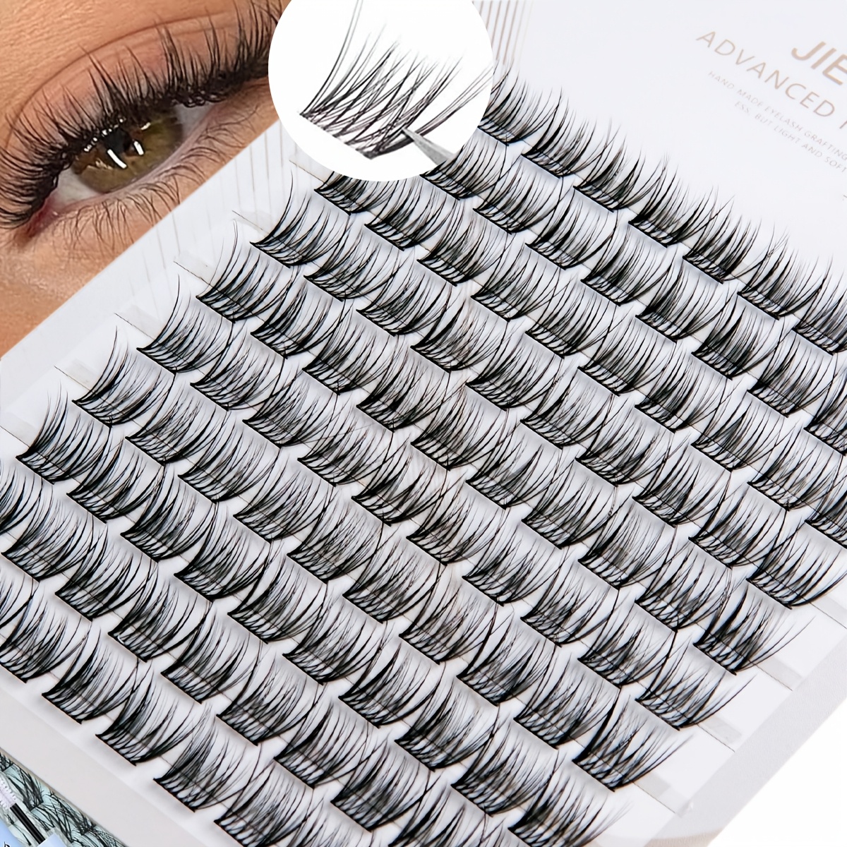 100 Clusters Segmented Eyelashes Fine Cluster Eyelashes Self-extension Natural Eyelash Extension 8-12mm Eyelash Clusters C-type Single Root Eyelash Cluster Eyelashes