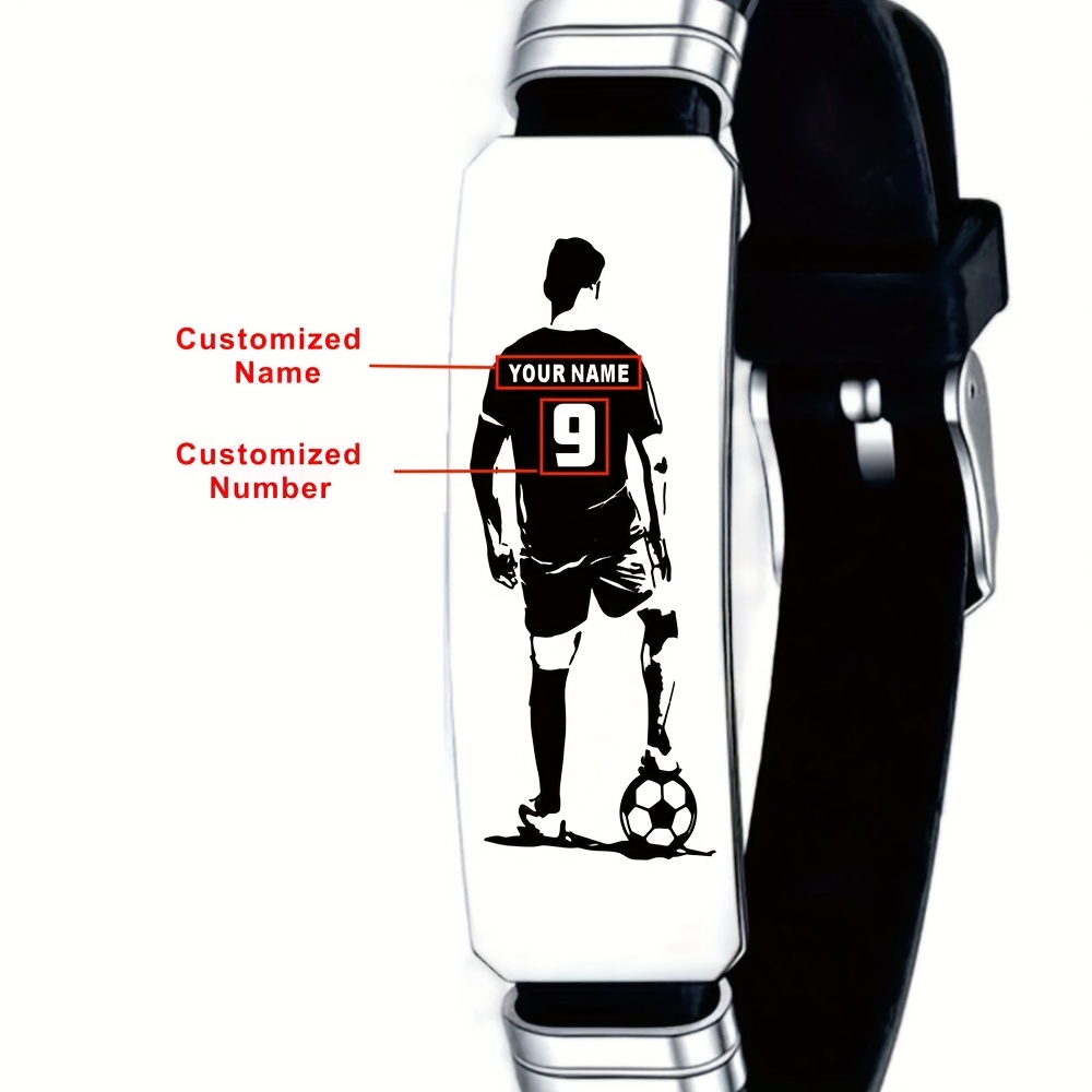 Image of Personalized Customized Football Wristband, Fashionable Sports Wristband Design, An Gift For And Basketball Teams To Commemorate, Valentine's Day Gift, For Teenager