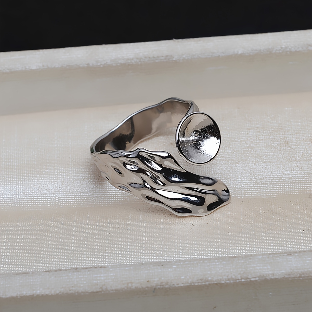 E-shop Kupferbeschichteter 18K Rohling, Einfacher Barockring, Verstellbarer Ring Rohling, Geeignet für Perlen, Schmuck Ergänzungsring