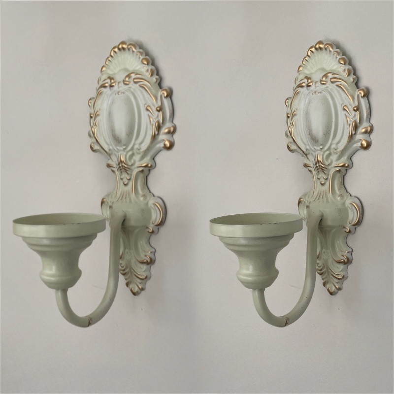 Image of 2pcs, Vintage Distressed Wall-mounted Candle Holders, Candle Stands, Three-dimensional Wall Decorations, Home Decor, Ironwork, Living Room, Foyer, Wall-mounted, Living Room, Courtyard, Bedroom