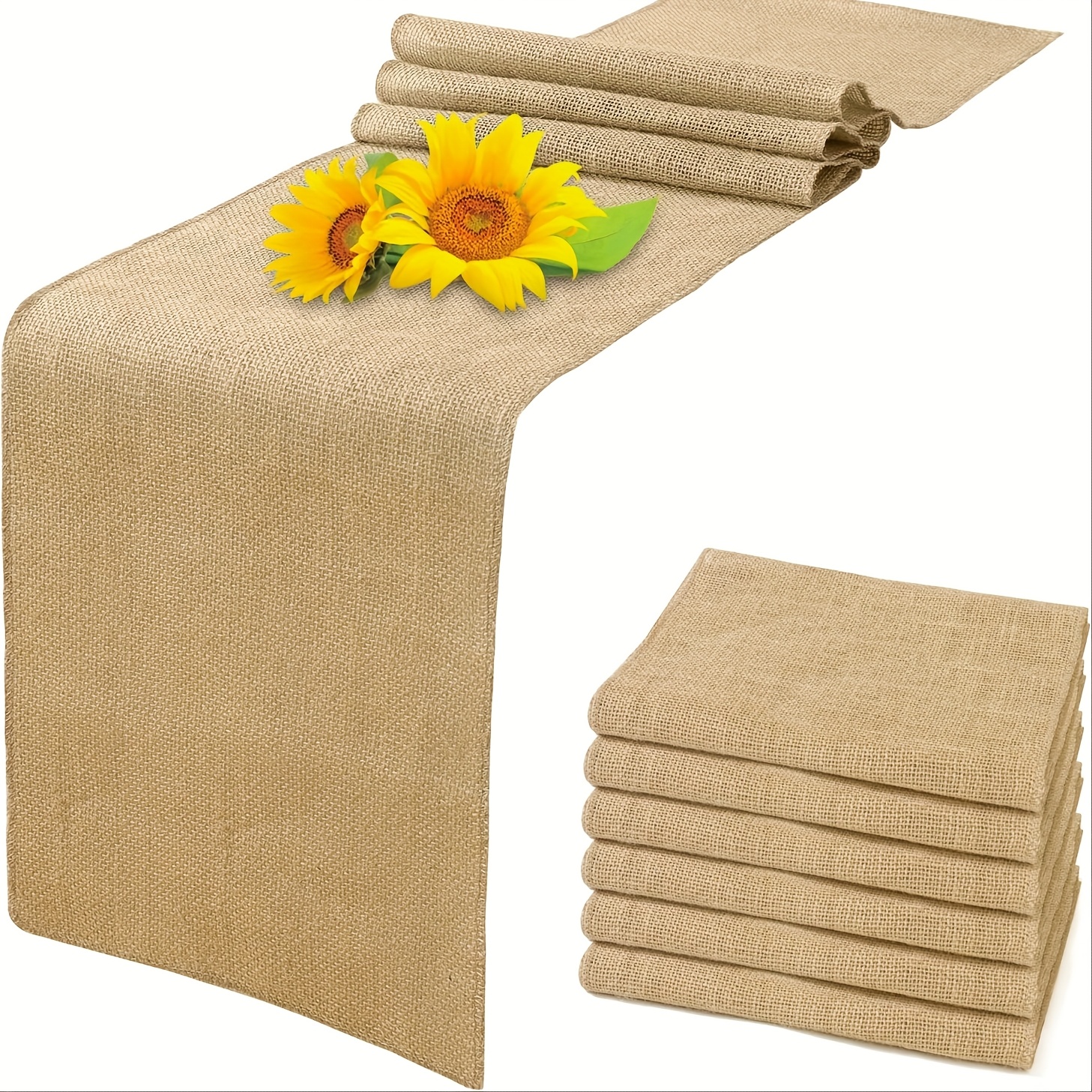 E-shop Jute Tischläufer Vintage Tischläufer 6er Set Rustikale Bauernhaus Roll Tischdecke Outdoor Indoor Küche Kaffee Festival Brautparty Hochzeit Party