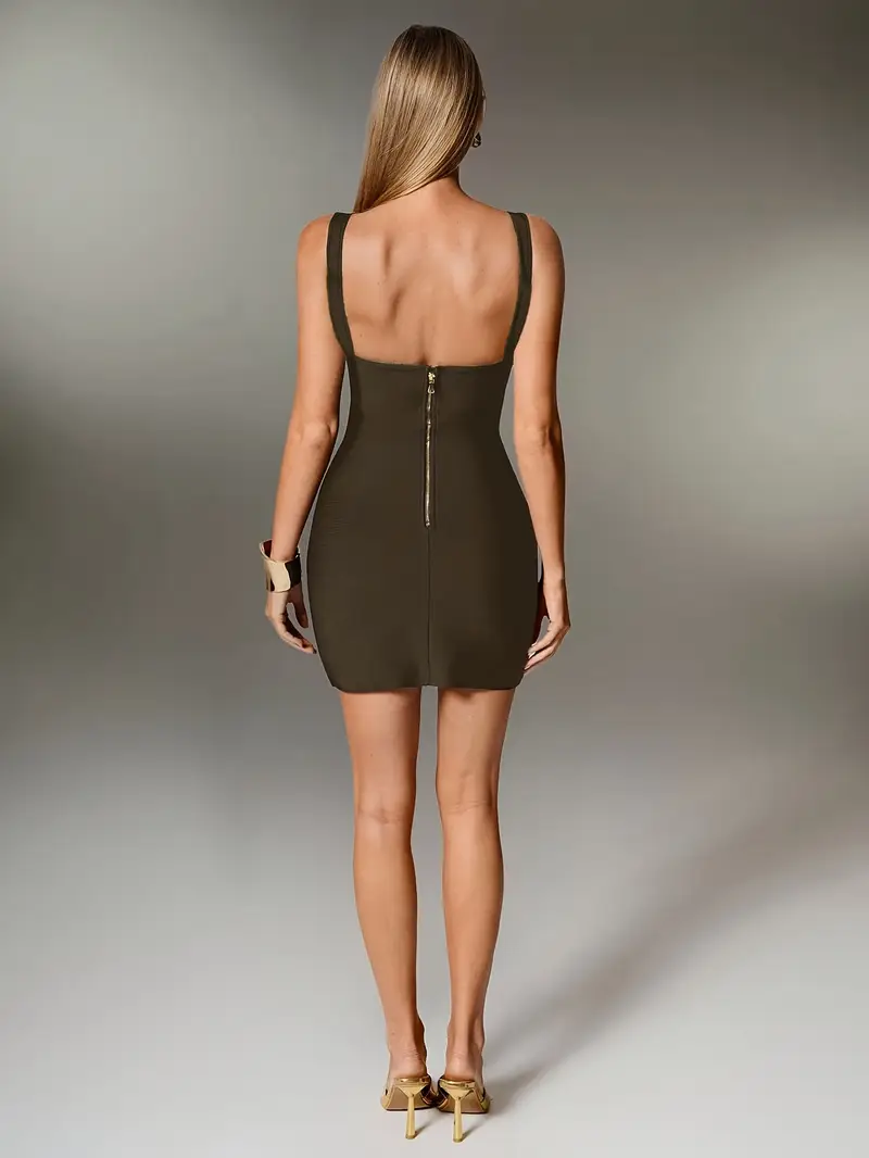 tummy control party dress Gamivast Dresses for Women Wedding Guest Elegant Tummy Control formal Dress Ruched Side Slit Spaghetti Strap Cocktail Dress Bodycon Party Midi Dresses