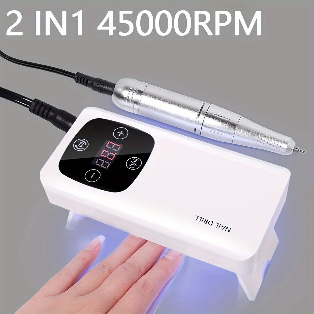 

2 In 1 Nail Drill Set, Electric Nail File, Portable Rechargeable Manicure Machine With Led Display, Easy Control, For Gel Nail Removal & Nail Polishing, With Usb Interface & Multiple Drill Bits