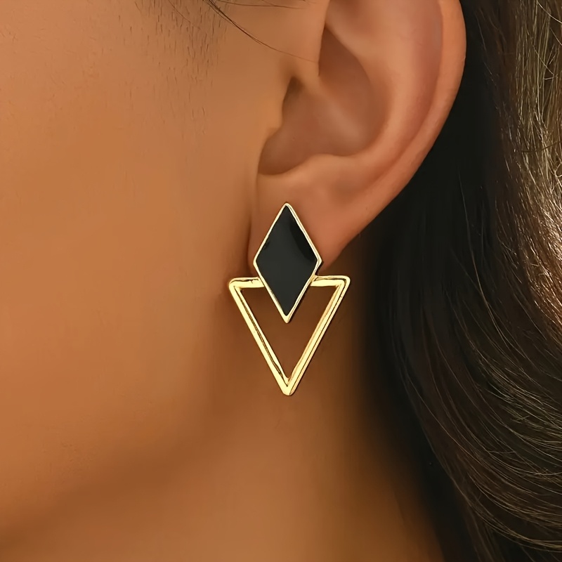 Geometric Triangle Dangle Earrings Resin Accents Vacation Novelty Earrings