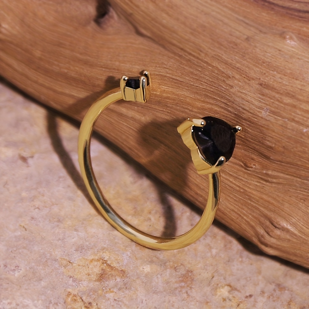 Natural Agate Open Ring Minimalist Retro Ring