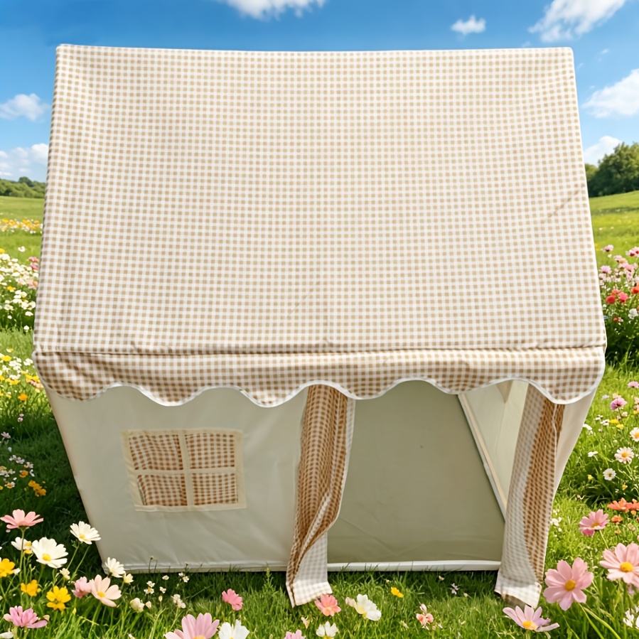 Image of Indoor/outdoor Cozy Checkered Kids Play Tent, Large Private Playhouse For Imaginative Games & Parent-child Bonding
