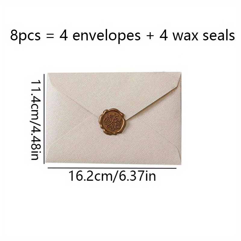 TEMU Set di 8 buste minimaliste texture in lino , di cera per , con 4 buste e 4 di cera, per occasione