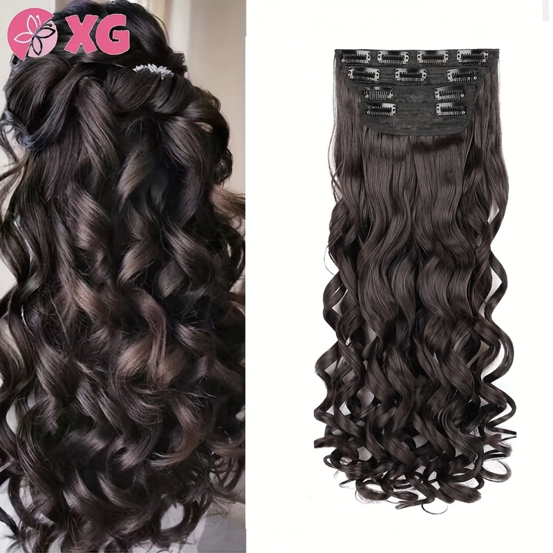 TEMU 4pcs Wig Set For European And American Women's Synthetic Hair Extensions Princess Curls Long Curly Hair Roman Curls Wigretro Style For Women